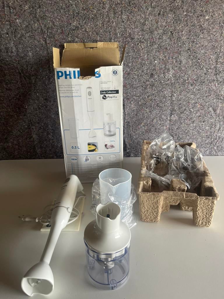Mixeur plongeant Philips ProMix 550W avec hachoir comme neuf, Electroménager, Mélangeurs de cuisine, Enlèvement, Neuf