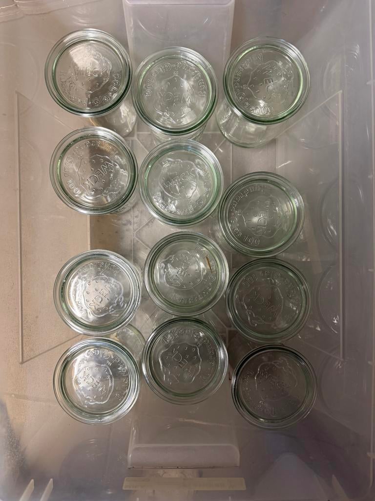 Weck bokalen 1L - 30 stuks met afsluiting (nieuw), Huis en Inrichting, Ophalen, Nieuw, Glas, Overige typen