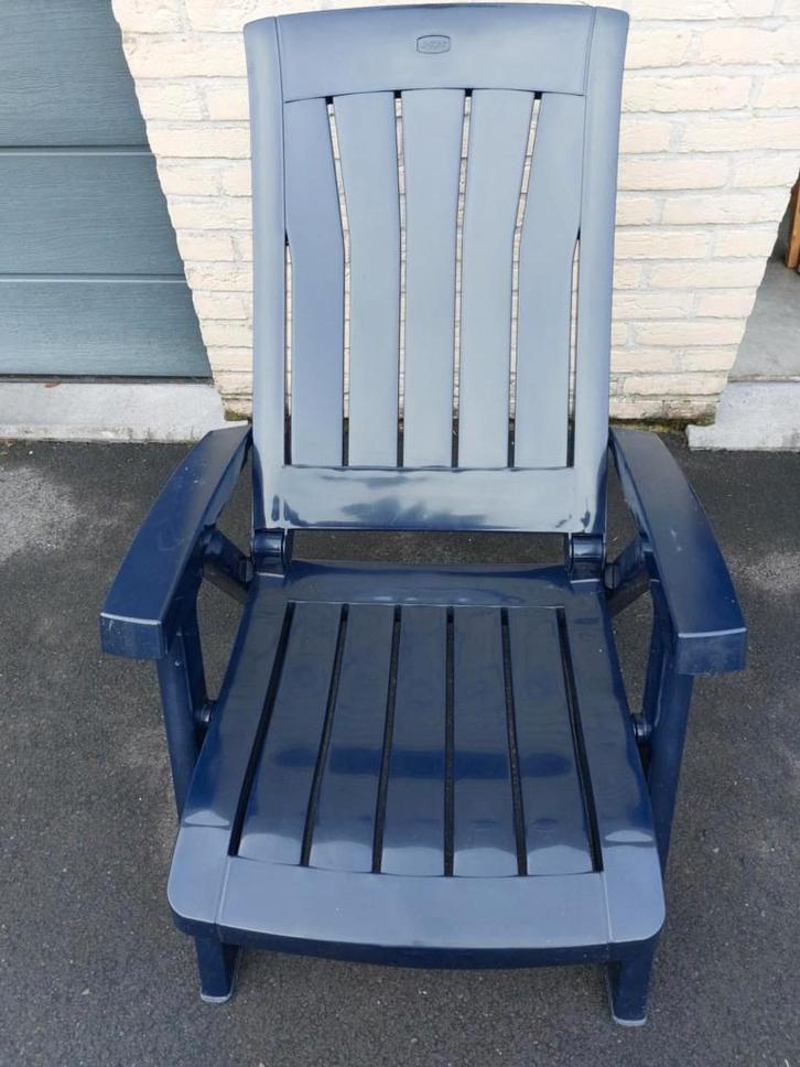 Jardin stoel Blauw 3 Standen Mooie staat, Tuin en Terras, Tuinstoelen, Inklapbaar, Verstelbaar, Ophalen