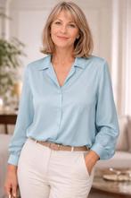 174. Chemisier turquoise pour dame de taille 50, Ophalen of Verzenden, Zo goed als nieuw, Maat 46/48 (XL) of groter, Blauw