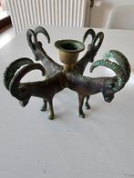 Vintage massief messing kandelaar uit de jaren 1950 groen pa, Antiquités & Art, Antiquités | Bougeoirs, Enlèvement ou Envoi