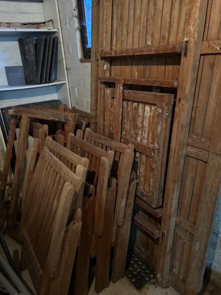 Teak tafel en stoelen, Ophalen, Gebruikt, Teakhout, 8 zitplaatsen