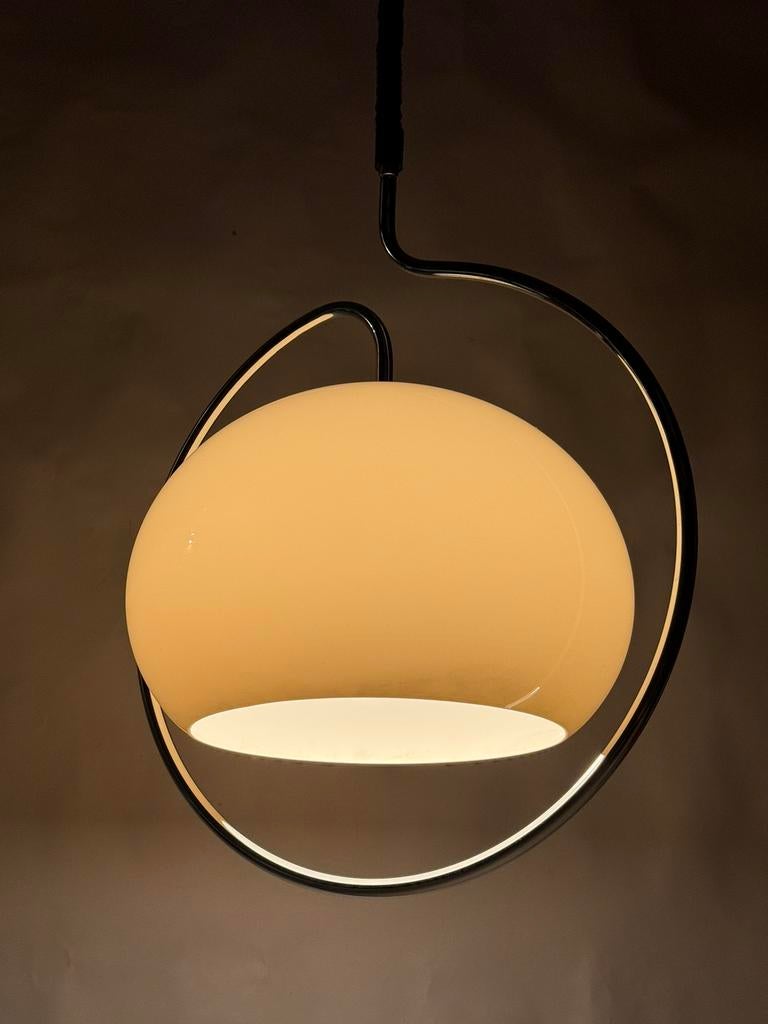 Lampe suspendue vintage Dijkstra Mushroom Mcm Space Age, Maison & Meubles, 75 cm ou plus, Enlèvement ou Envoi, Métal, Space Age Mid Century