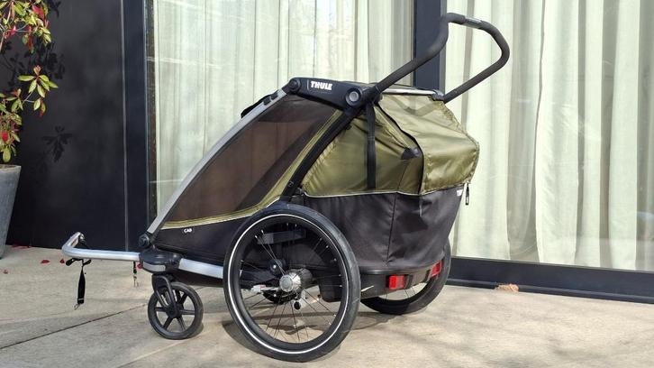Thule Chariot Cab 2 - Dubbele Fietskar - Cypress Green, Fietsen en Brommers, Fietsaccessoires | Aanhangwagens en Karren, Gebruikt