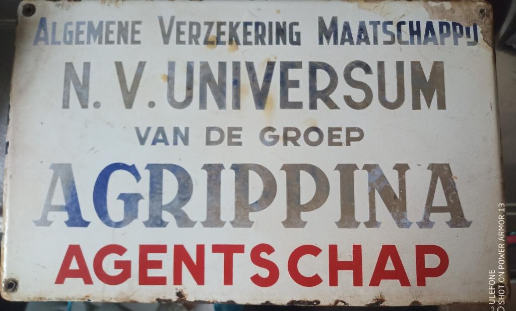 Zeer oud geëmailleerd bord 20 cm x 40 cm, Ophalen