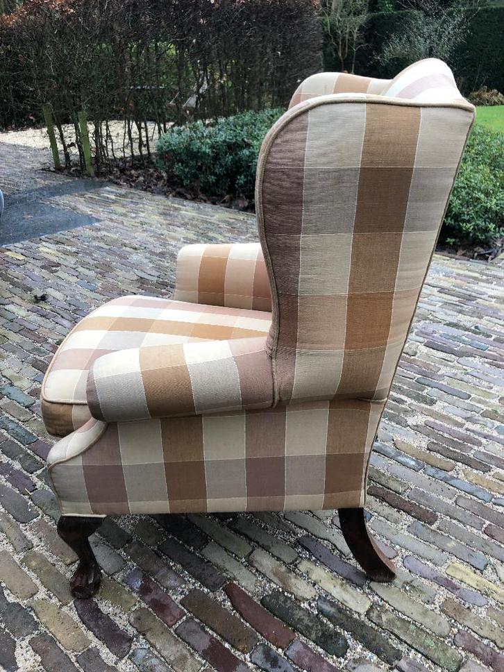 fauteuil 2x, Huis en Inrichting, Fauteuils, Gebruikt, Hout, Stof, 50 tot 75 cm, Ophalen