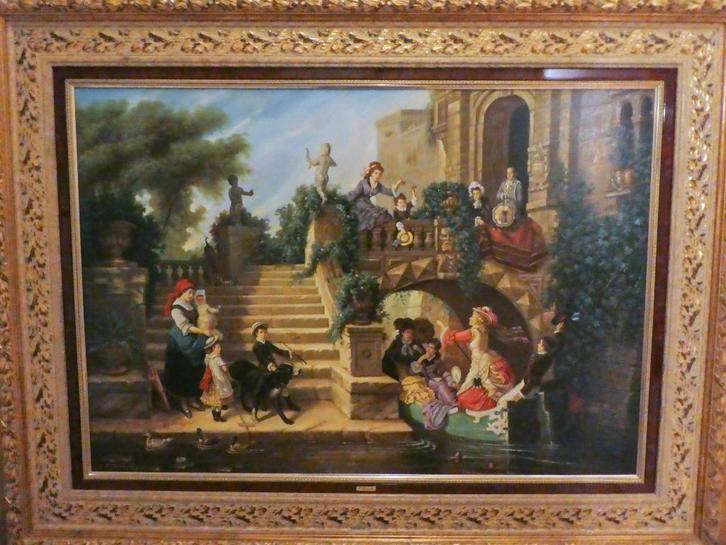 Groot olieverf Schilderij op doek, Antiquités & Art, Art | Peinture | Classique, Enlèvement