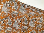 stuk stof polyester crêpe oker x paisley motief kasjmier, Hobby en Vrije tijd, Stoffen en Lappen, Geel, Ophalen of Verzenden, 30 tot 120 cm