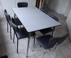 Vintage formica tafel + 6 stoelen jaren '60, 50 tot 100 cm, 100 tot 150 cm, Gebruikt, Rechthoekig