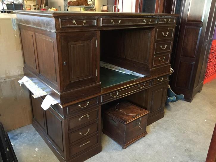 HANDGEMAAKT EIKEN SCHRIJFBURO - BURO - BUREAU -60% KORTING, Antiek en Kunst, Curiosa en Brocante, Ophalen