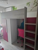 Hoogslaper fusia met bureau en matras en kast, Ophalen, Zo goed als nieuw, Hoogslaper