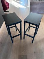 2 zwarte barkrukken, Huis en Inrichting, Barkrukken, Ophalen, Gebruikt, Met voetsteun, 60 tot 90 cm