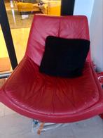 Fauteuil stoel rood design merk leer rvs draaipoot, Ophalen, Zo goed als nieuw, Leer