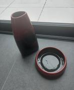 Deco: set vaas en schaal in tinten rood en zwart, Huis en Inrichting, Woonaccessoires | Vazen, Aardewerk of Porselein, Ophalen of Verzenden