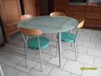 table + chaises, Métal, 100 à 150 cm, 100 à 150 cm, Rond