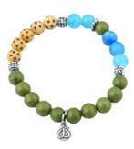 Armband van halfedelsteen in groen-turquoise, Verzenden, Groen, Elastiek, Met edelsteen