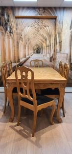 Gezandstraalde Queen ann eettafel met 6 stoelen, Antiek en Kunst, Antiek | Meubels | Tafels, Ophalen of Verzenden