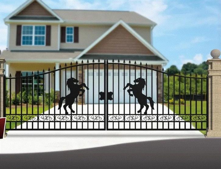 Prachtige zwart smeedijzeren poort – 496 cm breed, Tuin en Terras, Tuinhekken en Hekwerk, Ophalen of Verzenden