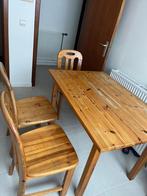 Table de cuisine en pin massif + 3 chaises, 100 à 150 cm, Rectangulaire, 50 à 100 cm, Moderne