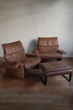 Ensemble Saporiti 2 Fauteuils + Ottoman, Huis en Inrichting, Gebruikt, Ophalen of Verzenden, 75 tot 100 cm, Leer