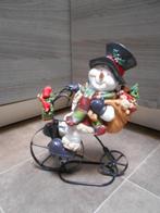 Kerstdecoratie beeld 'Sneeuwman op fiets', Diversen, Ophalen of Verzenden, Nieuw
