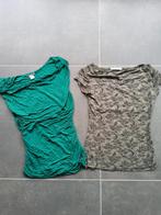2 t-shirts met watervalhals XS, Kleding | Dames, T-shirts, Groen, Maat 34 (XS) of kleiner, Ophalen of Verzenden, Zo goed als nieuw