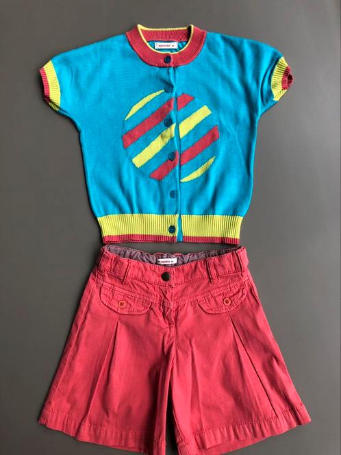 Setje short + vestje zalmkleur Van Hassels 122, Kinderen en Baby's, Kinderkleding | Maat 122, Zo goed als nieuw, Meisje, Setje