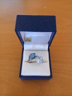 Bague or blanc 18 carats et pierres de topaze, Handtassen en Accessoires, Ringen, Ophalen of Verzenden, Nieuw, Wit, Goud