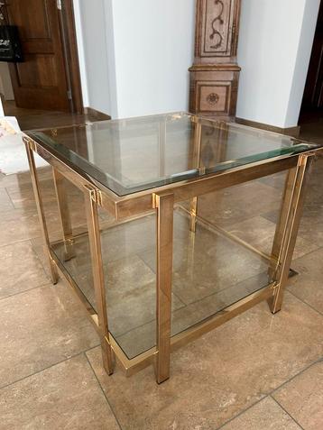 GLAZEN BIJZETTAFEL in MESSING  beschikbaar voor biedingen