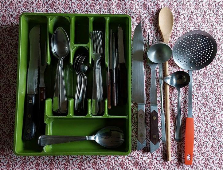 Ensemble de couverts et ustensiles de cuisine, Maison & Meubles, Cuisine | Couverts, Utilisé, Ensemble de couverts, Inox ou Chrome
