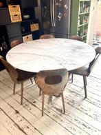 Grande table à manger ronde en marbre (6 places), Maison & Meubles, 100 à 150 cm, 100 à 150 cm, Autres matériaux, Rond