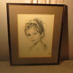 Beau dessin « Fille avec ruban à cheveux » - signé, Enlèvement ou Envoi