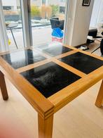 Massief houten eettafel met marmeren inleg – 120 x 120 cm, Enlèvement, Comme neuf