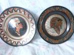 Vintage : 2 assiettes décoratives égyptiennes en métal Phara, Enlèvement ou Envoi