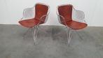 2 Design Wire Chairs Chroom Met Cognac Seat Pads, Ophalen, Twee, Bruin, Zo goed als nieuw