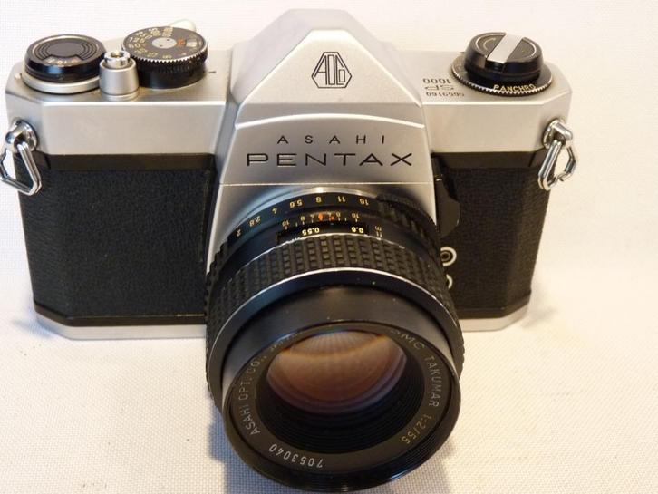 Asahi Pentax Spotmatic SP 1000, Asahi SMC Takumar 2.0/55mm, Audio, Tv en Foto, Fotocamera's Analoog, Gebruikt, Spiegelreflex, Pentax