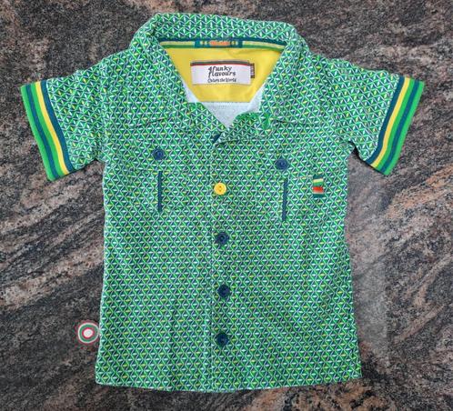 Mt 86-92 Groen gele polo/hemd, Kinderen en Baby's, Babykleding | Maat 86, Zo goed als nieuw, Jongetje, Overhemdje of Bloesje, Ophalen of Verzenden
