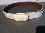 Vintage lederen riem Rue Blanche, Ophalen of Verzenden, Gedragen, Wit, Echt leder