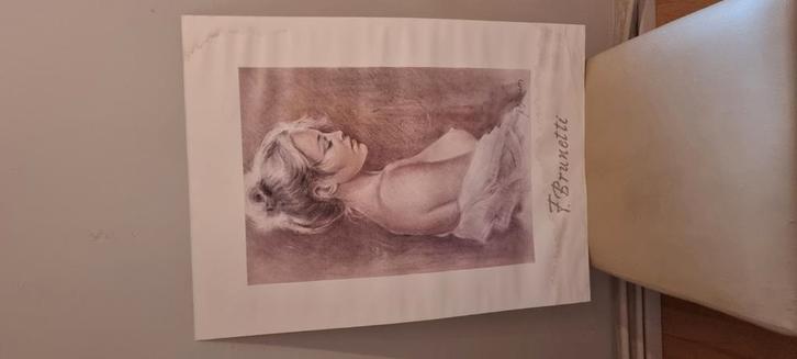 Poster F. Brunetti - vrouwelijk naakt (niet ingelijst), Antiek en Kunst, Kunst | Tekeningen en Fotografie, Ophalen of Verzenden