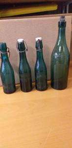 4 oude bierflessen, Scheldewindeke, 3 met porceleinen dop., Ophalen of Verzenden, Gebruikt
