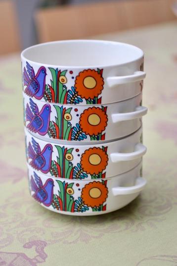 Boch Villeroy decor Acapulco 4 schalen  keramische handgreep beschikbaar voor biedingen