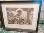 Religieuze tekening achter glas met kader 93cm breed en 79cm, Antiek en Kunst, Ophalen