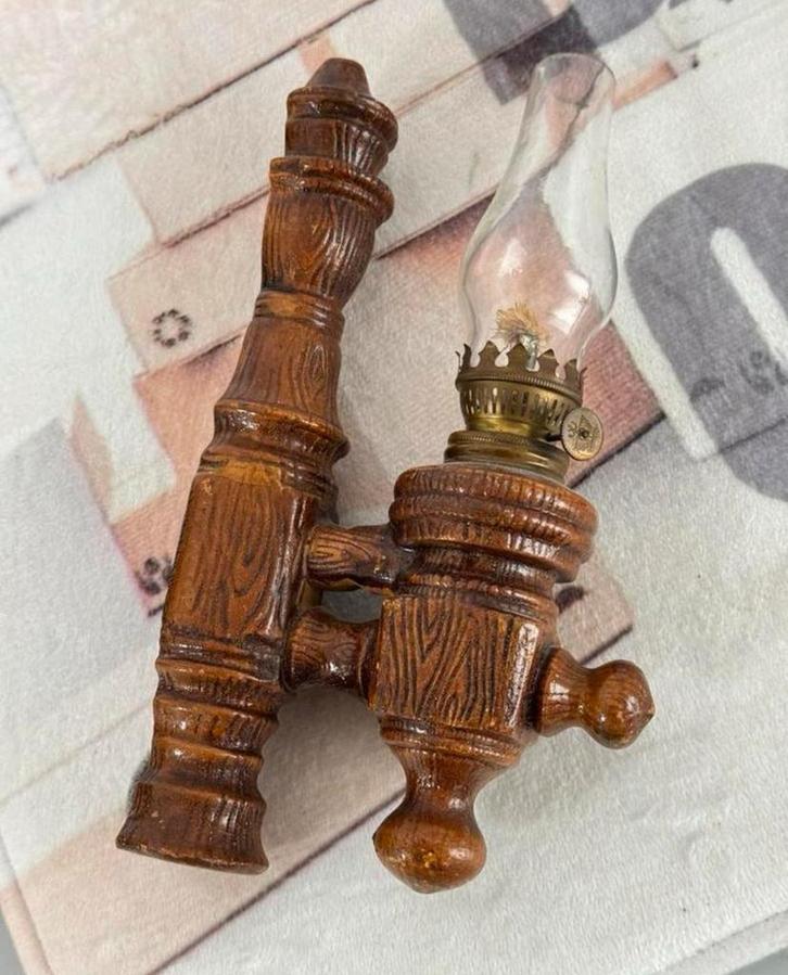 Antiek 1980 vintage wandlamp olielamp stormlamp lantaarn, Antiek en Kunst, Antiek | Verlichting, Ophalen of Verzenden