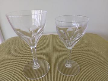 2 verres de Val Saint-Lambert Nestor 12,5 cm et 13,5 cm 