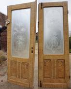 Set van 2 antieke dubbele geetste gestraalde deuren Art Deco, Enlèvement ou Envoi, Utilisé, Verre