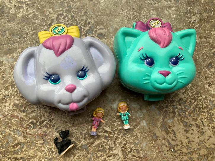 Vintage Polly Pocket Cuddly Kitty en Dazzling Dog Show, Verzamelen, Poppetjes en Figuurtjes, Gebruikt, Ophalen of Verzenden