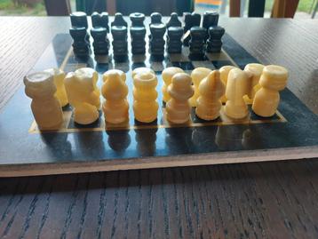 Jeu d'échecs vintage en marbre - Fait main - 1960, Enlèvement ou Envoi