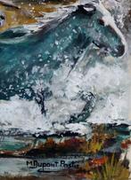 Paarden in de Camargue. Oude aquarel gesigneerd, Verzenden