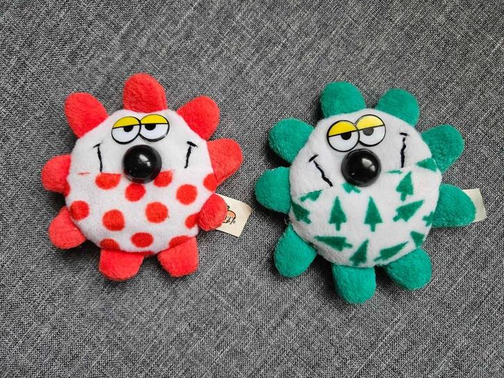Lot de 2 petites peluches vintage WAPPY rouge et vert, Kinderen en Baby's, Speelgoed | Knuffels en Pluche, Zo goed als nieuw, Ophalen of Verzenden