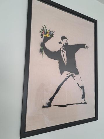 Cadre reproduction affiche Banksy "Flower thrower"